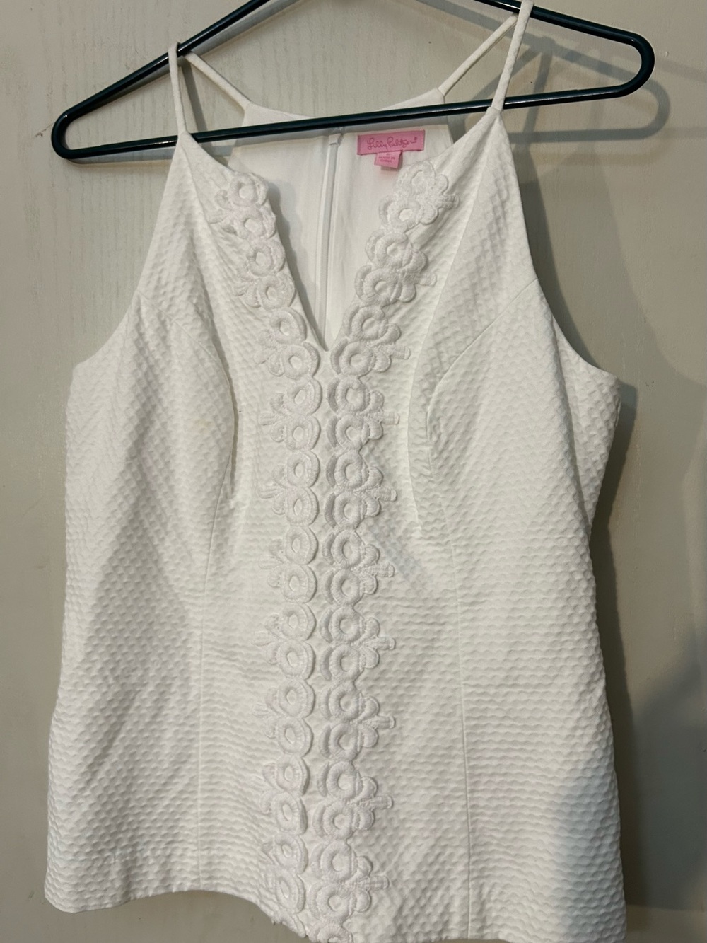 Lilly Pulitzer White Textured Embroidered V-Neck Camisole